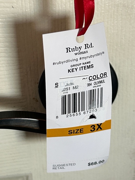 NWT Ruby Rd. Olive multi snap Mockneck textured top size 3X - Picture 3 of 5